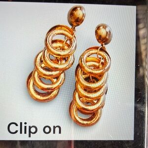 Big chunky long gold tone clip hoop earrings lightweight statement Maximalist